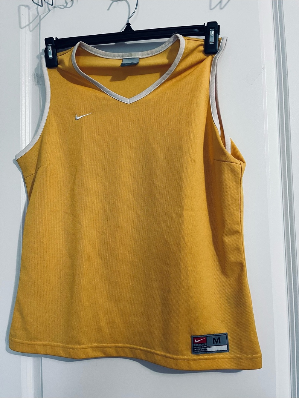 Nike Unisex Yellow Athletic Sleeveless Jersey with White Trim